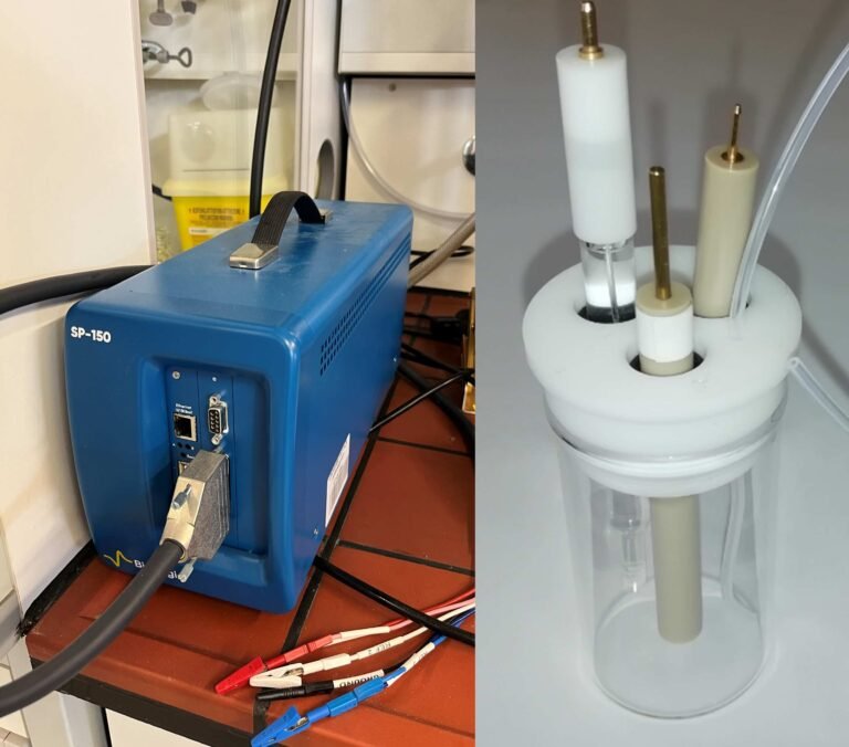 potentiostat and cyclic voltammetry setup